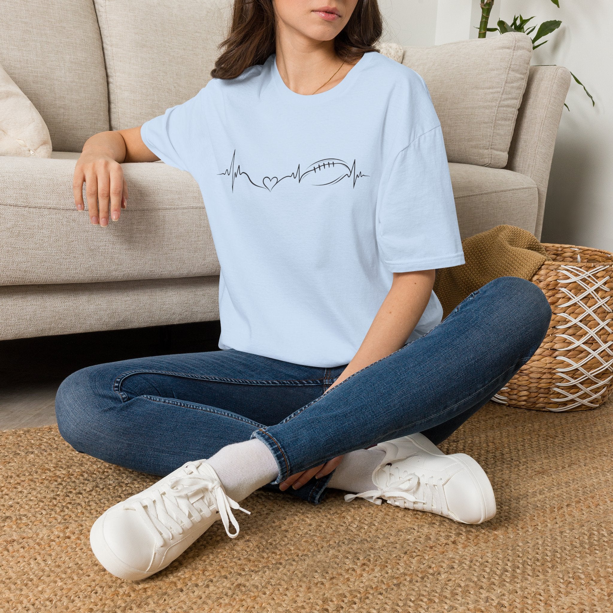 Heartbeat with Heart & Football T-Shirt