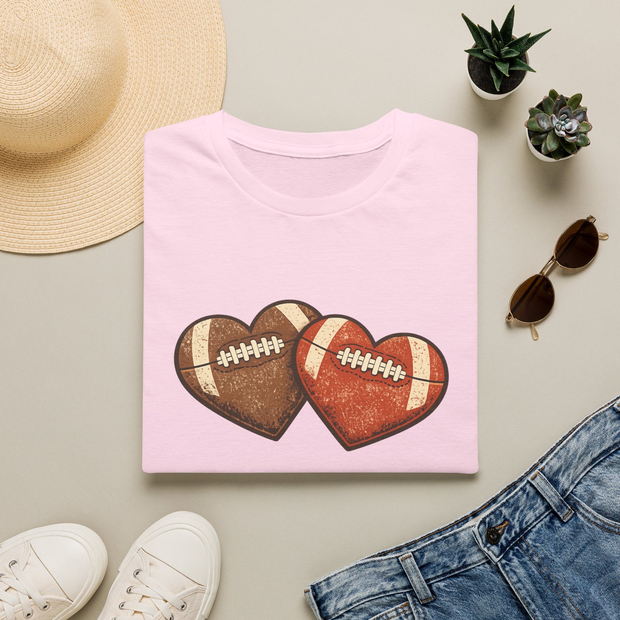 2 Football Hearts T-Shirt