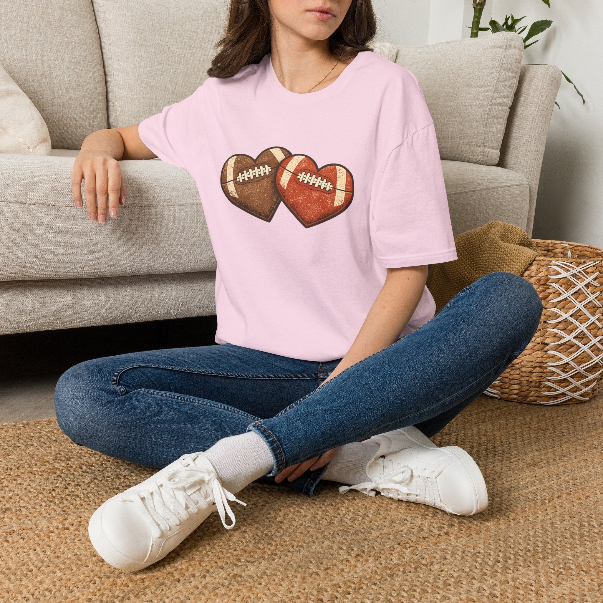 2 Football Hearts T-Shirt