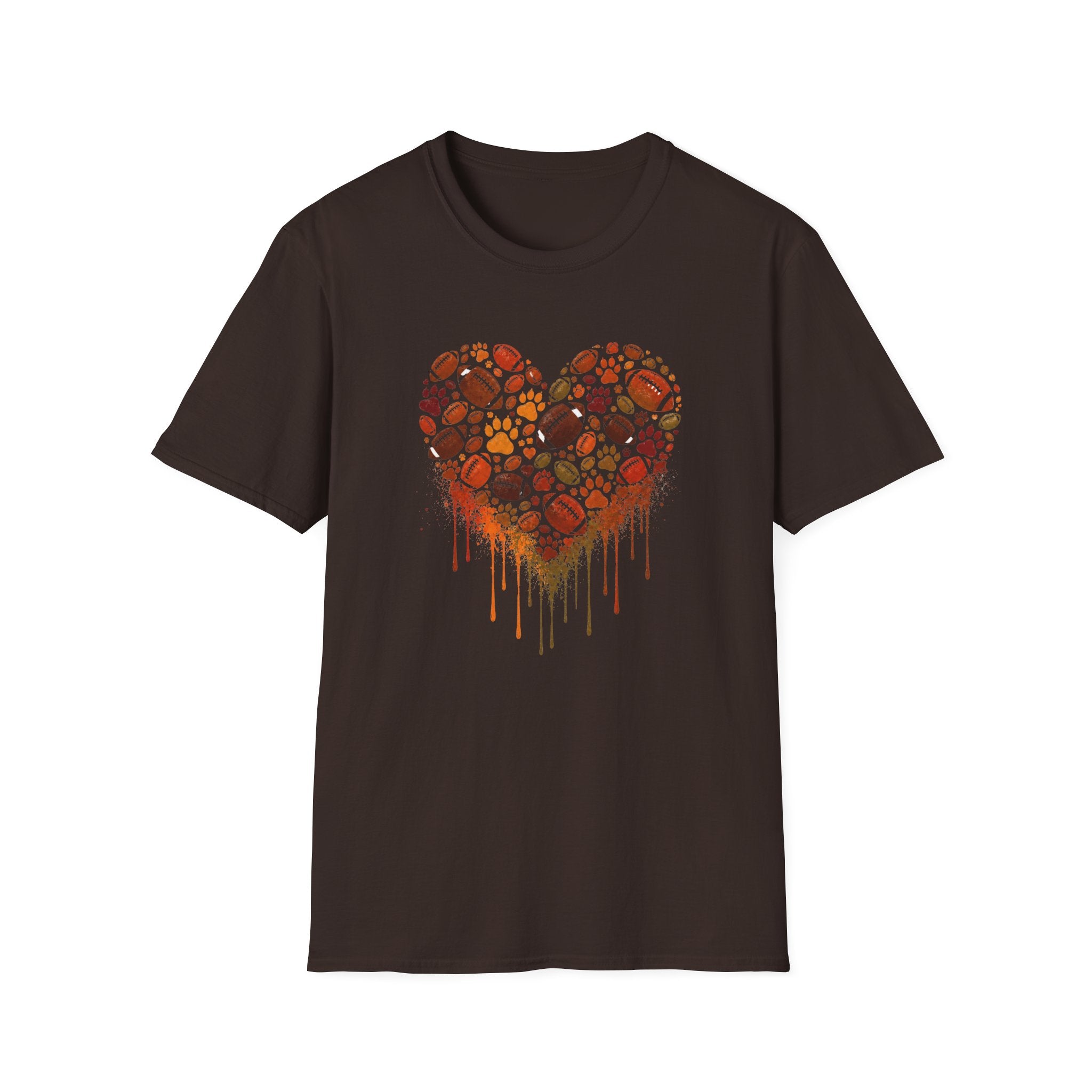 Fall Heart dripping with paws, football T-Shirt