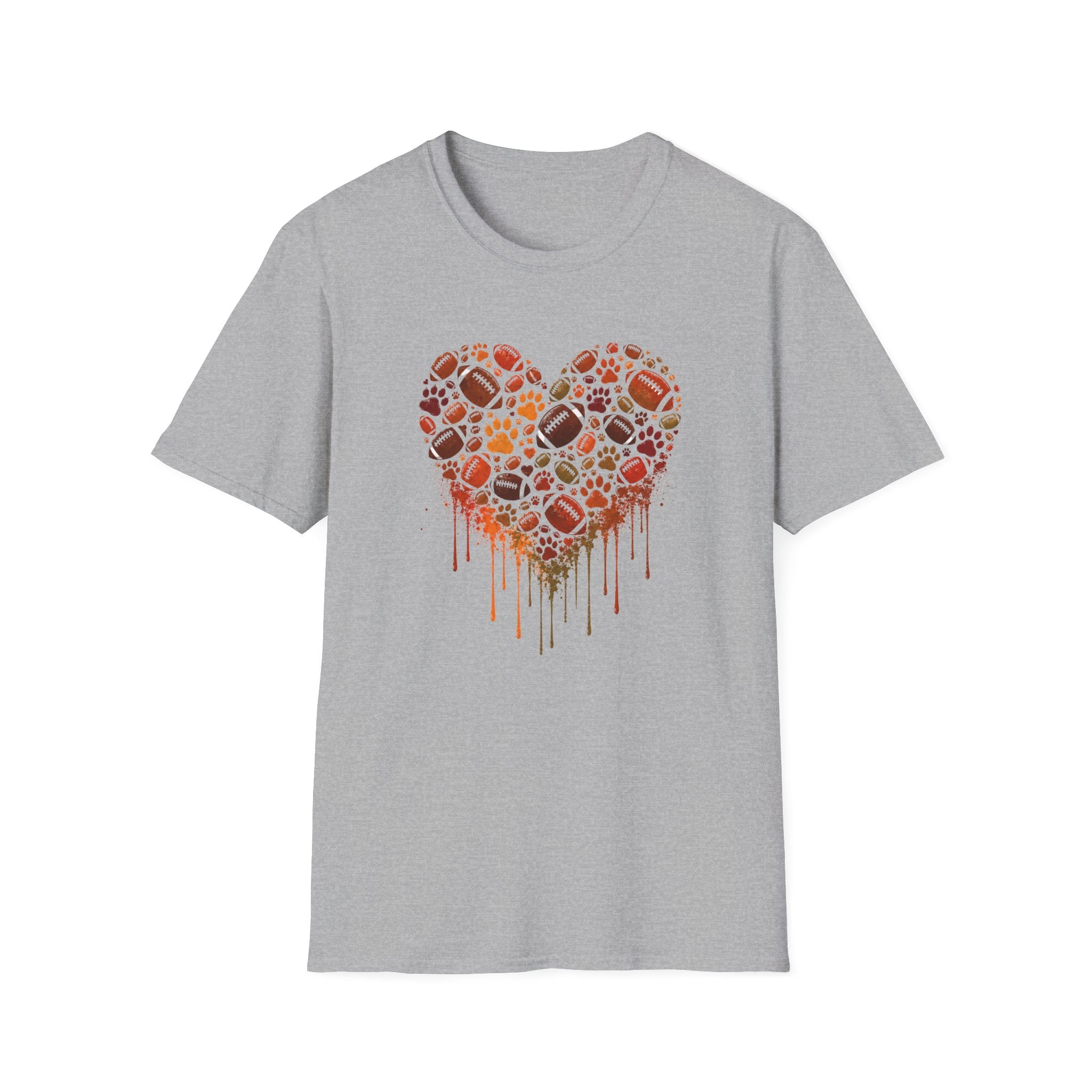 Fall Heart dripping with paws, football T-Shirt
