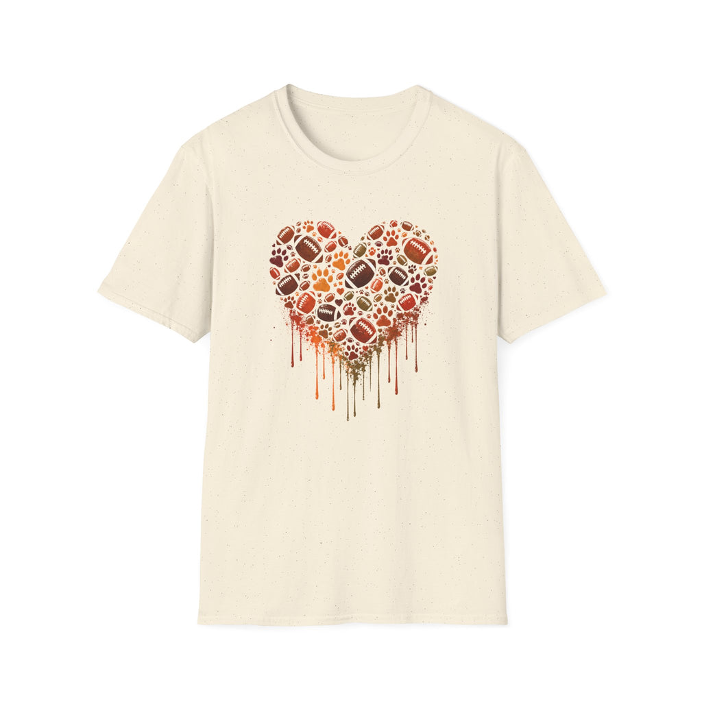 Fall Heart dripping with paws, football T-Shirt