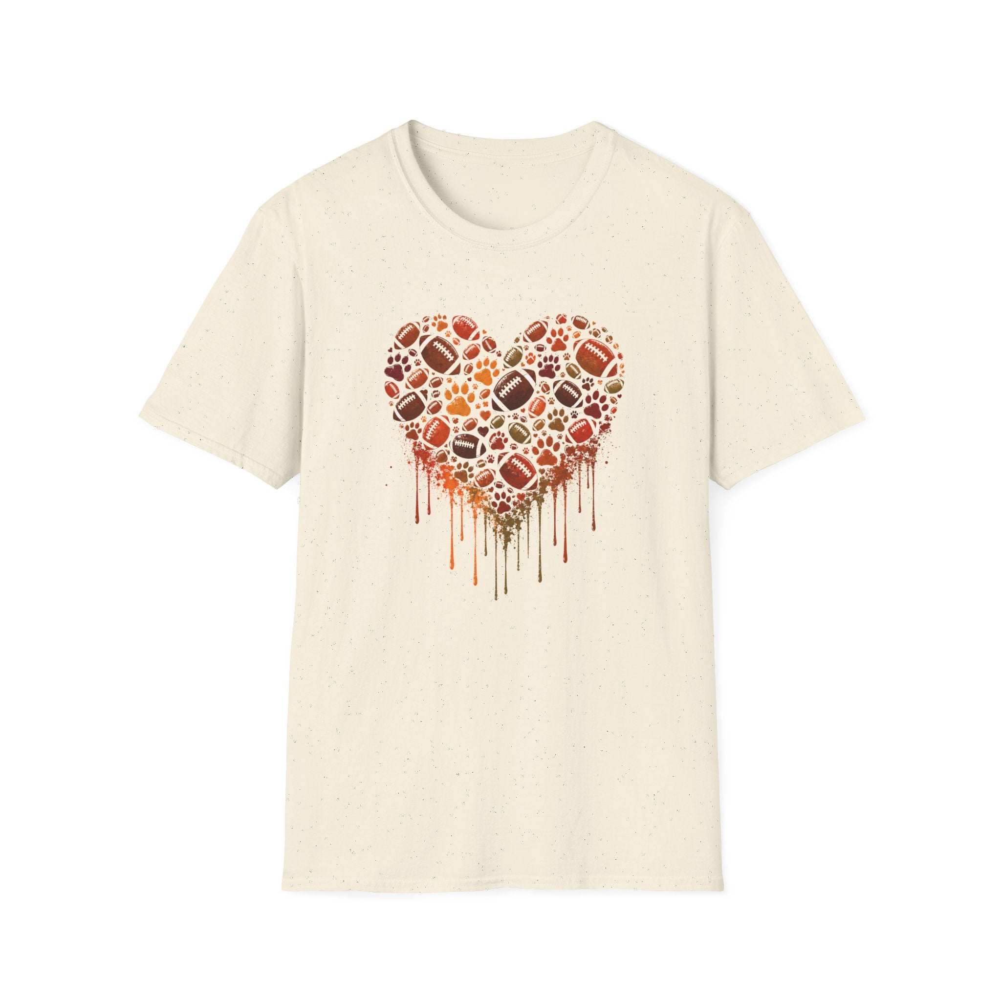 Fall Heart dripping with paws, football T-Shirt