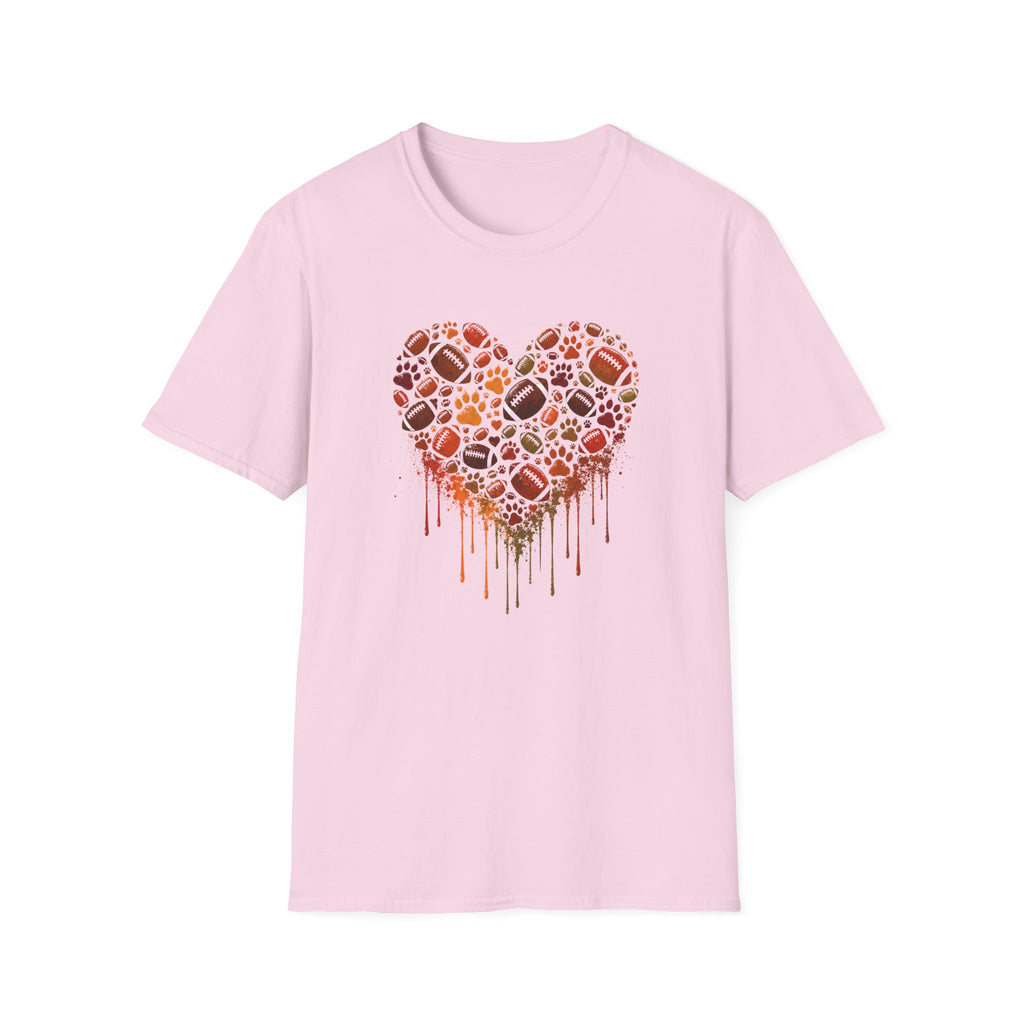 Fall Heart dripping with paws, football T-Shirt