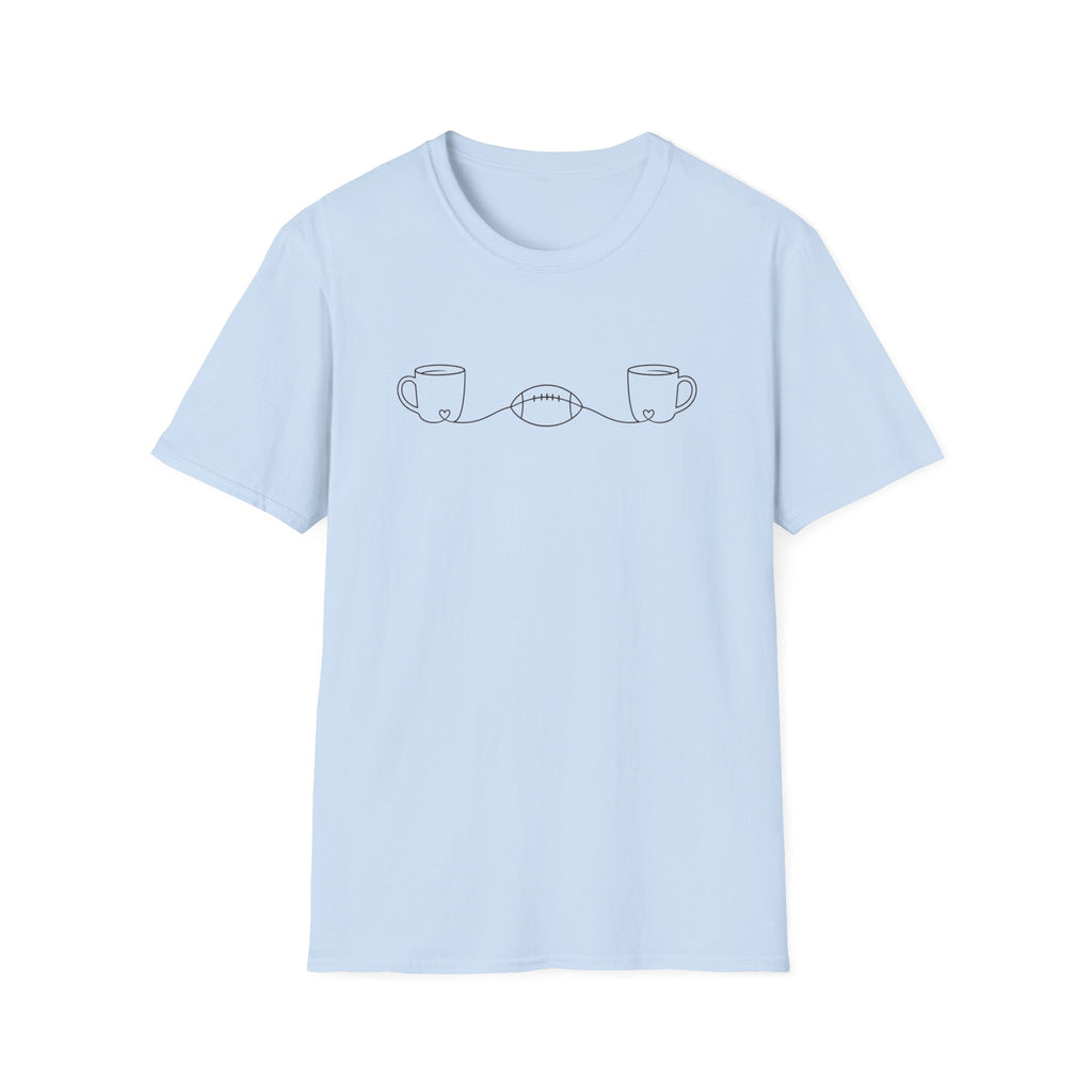 2 Coffee Cups linking to Football T-Shirt