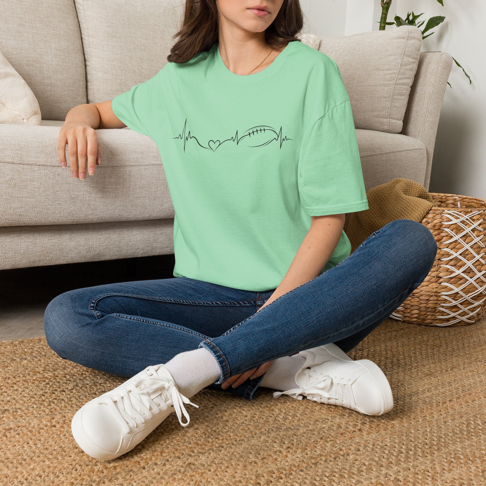 Heartbeat with Heart & Football T-Shirt