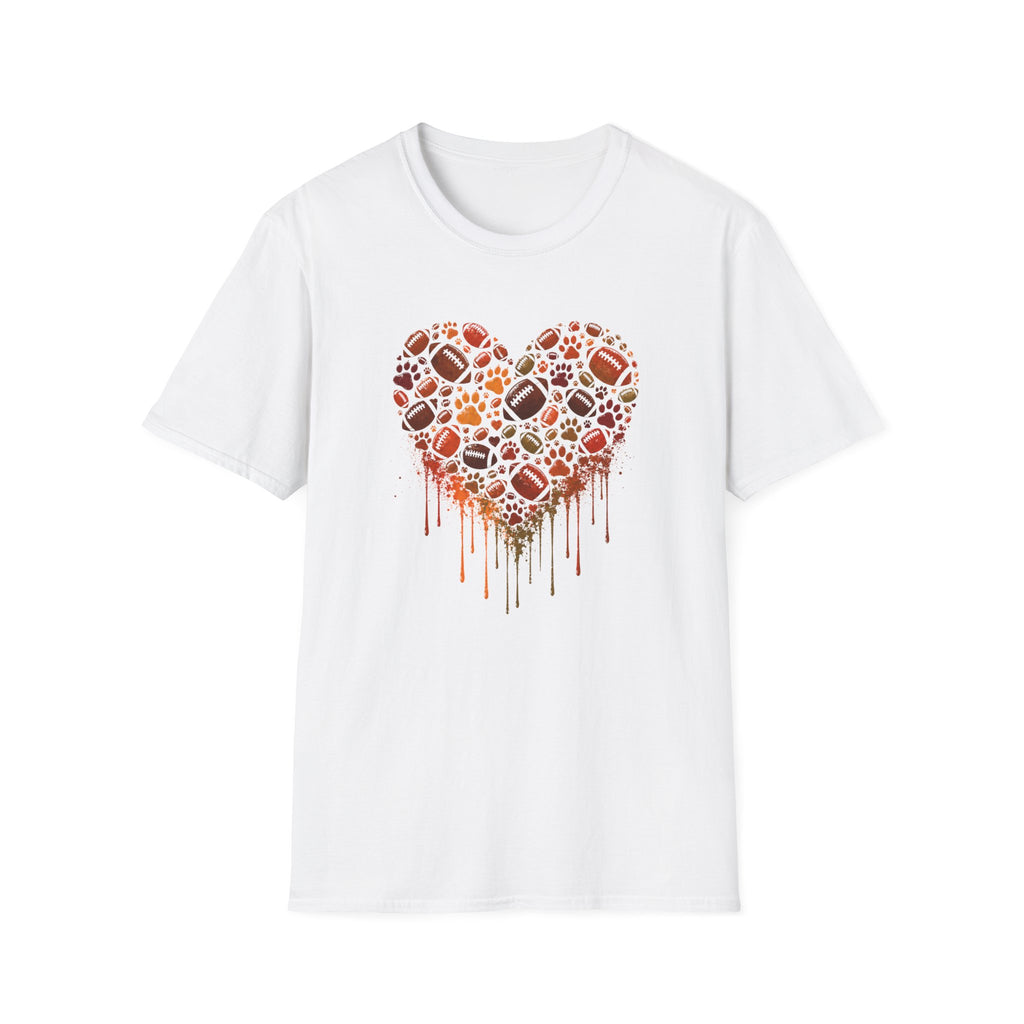 Fall Heart dripping with paws, football T-Shirt